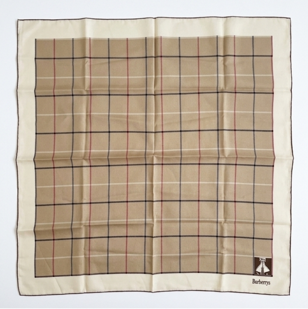 Vintage Burberrys Of London Classic Beige Nova Check Silk Scarf Beautiful